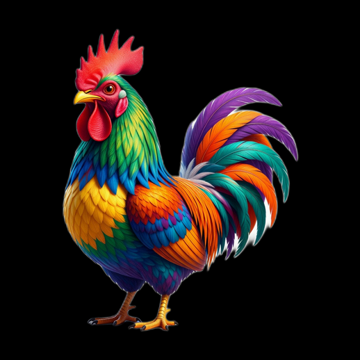 Coq colore stylise 3D gratuit realiste