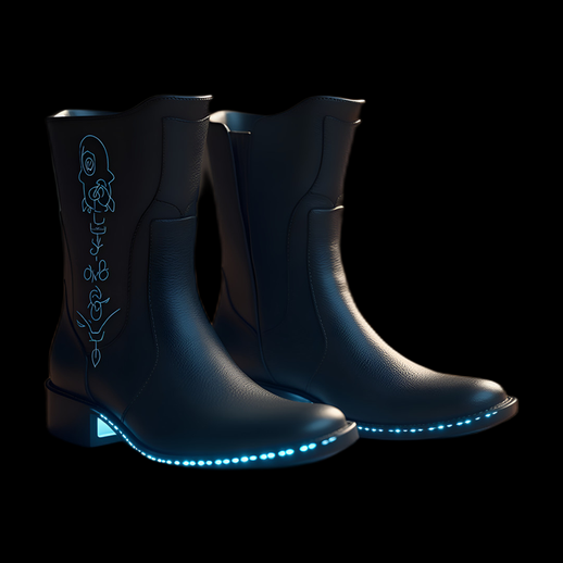 Bottes en cuir cybernétiques noires