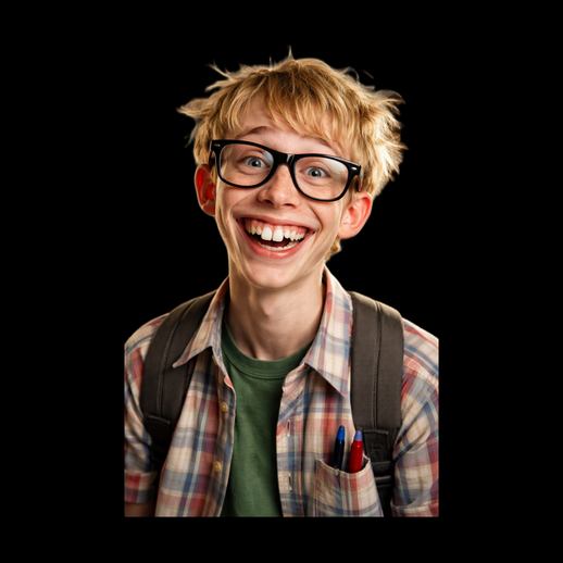 Personnage etudiant geek 3D gratuit avec lunettes