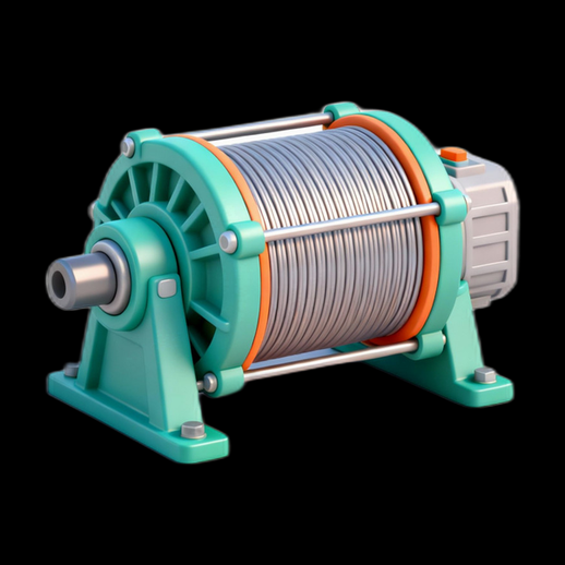 Treuil electrique 3D gratuit avec cable enroule