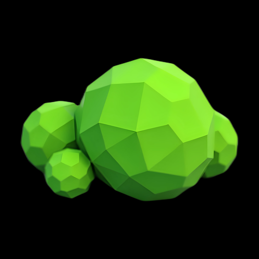 Nuage vert low poly 3D - modele 3D gratuit