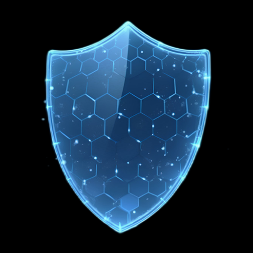 Bouclier technologique hexagonal bleu brillant - modele 3D gratuit