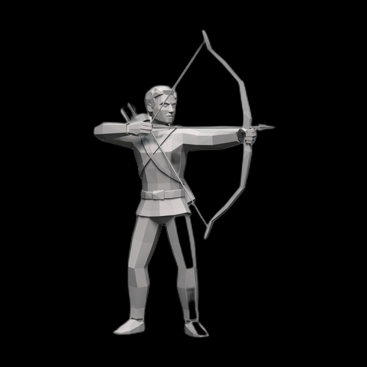 Archer low poly 3D gratuit personnage medieval