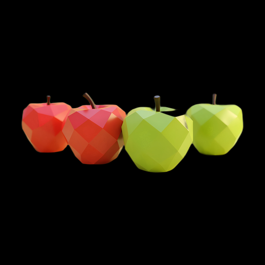 Pommes polygonales 3D rouge et verte