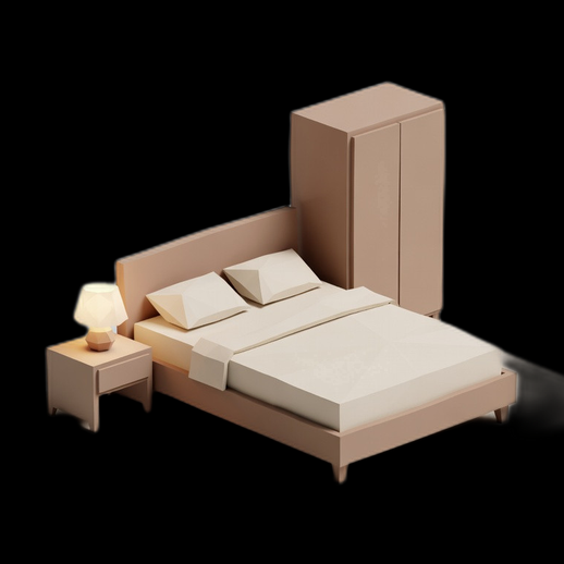 Chambre moderne 3D gratuit mobilier minimaliste