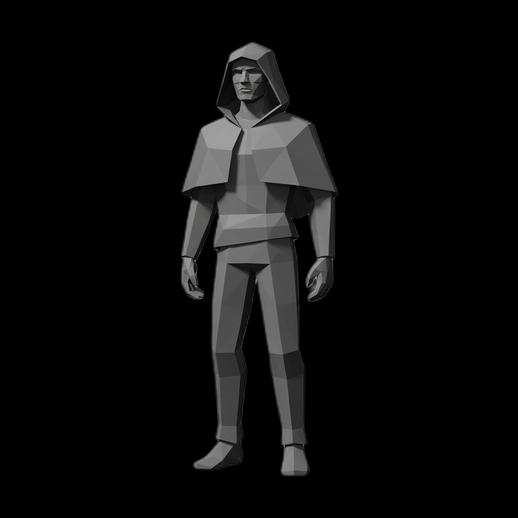 Personnage capuche low poly 3D gratuit