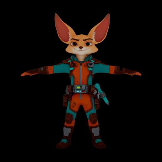 Personnage renard futuriste 3D gratuit style cartoon - modele 3D gratuit