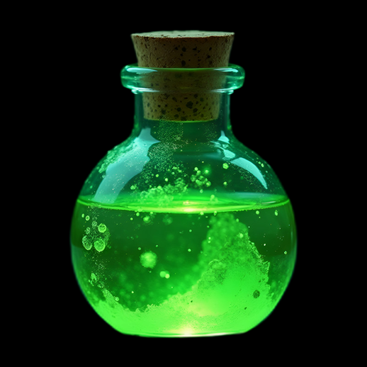 Potion magique verte luminescente 3D - modele 3D gratuit
