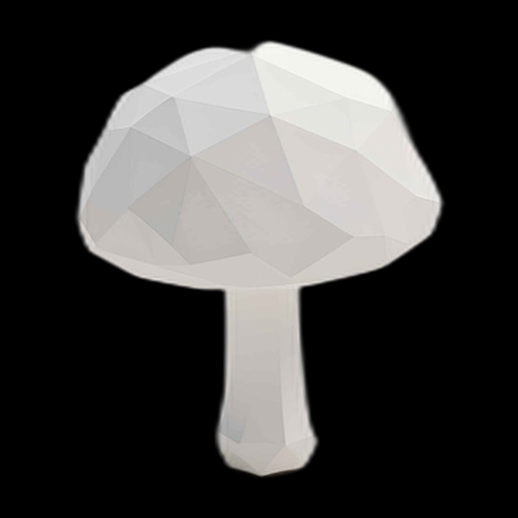 Champignon 3D Low-Poly Blanc