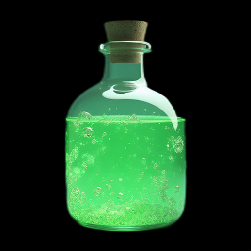 Potion verte lumineuse 3D isolée
