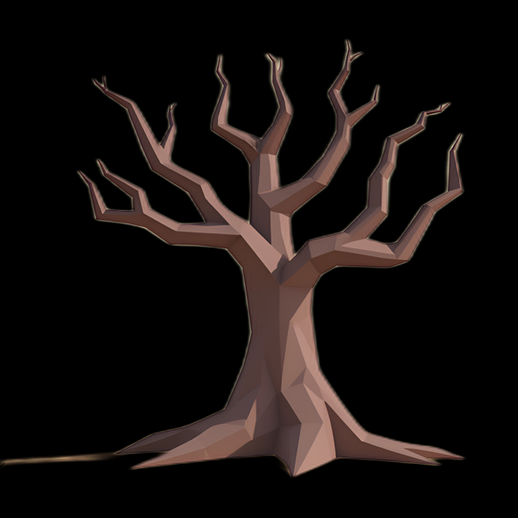 Arbre 3D Low Poly sans feuilles