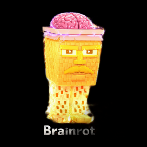 Personnage cerveau voxel 3D gratuit lumineux stylise