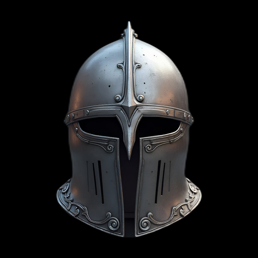 Casque de chevalier médiéval argenté