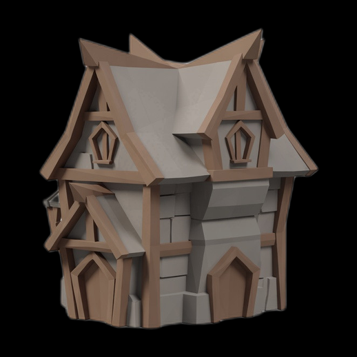 Maison medievale stylisee 3D gratuit low poly