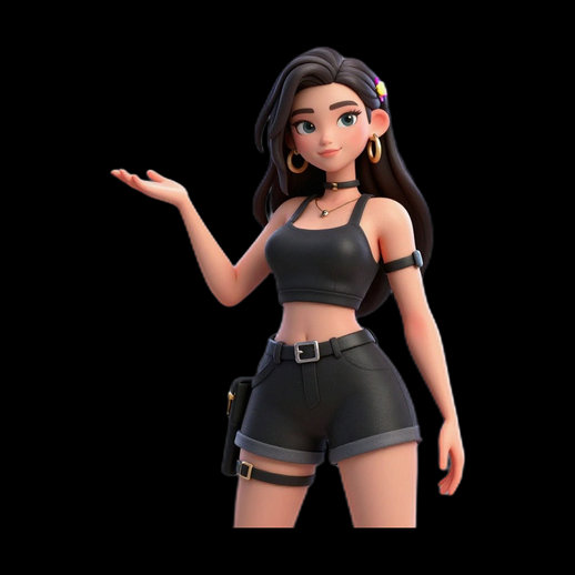 Personnage femme stylisee 3D gratuit cartoon