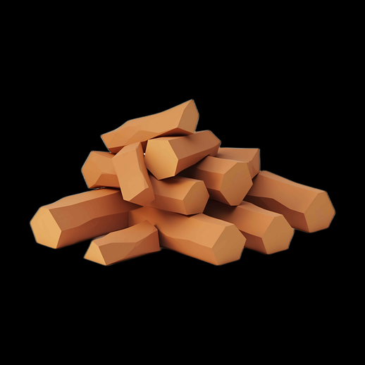Pile de bois 3D stylisée