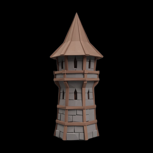 Tour medievale stylisee 3D gratuit low poly