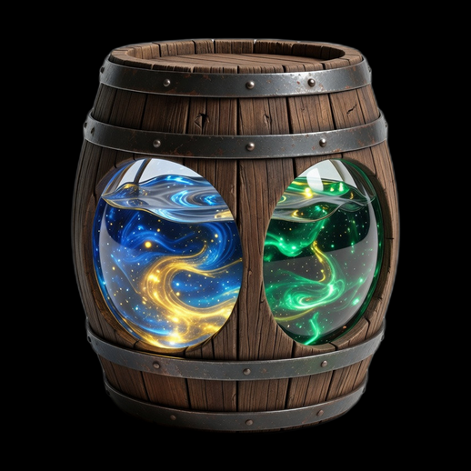 Tonneau magique 3D gratuit avec liquides fantastiques
