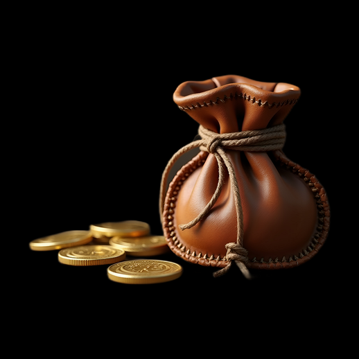 Sac de pièces d'or en cuir