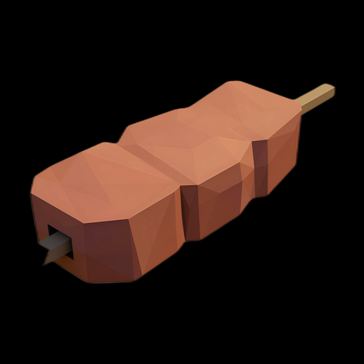 Brochette 3D de viande stylisée