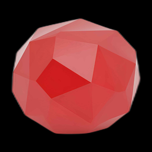 Icosaèdre Tronqué Rouge 3D