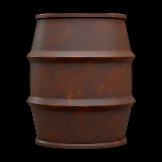 Baril métallique rouillé en 3D