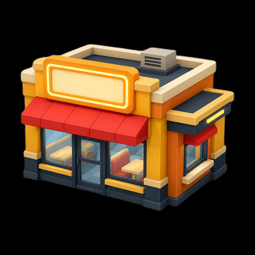 Restaurant fast food 3D gratuit stylise cartoon - modele 3D gratuit