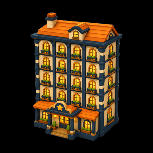 Modele 3D gratuit hotel stylise cartoon