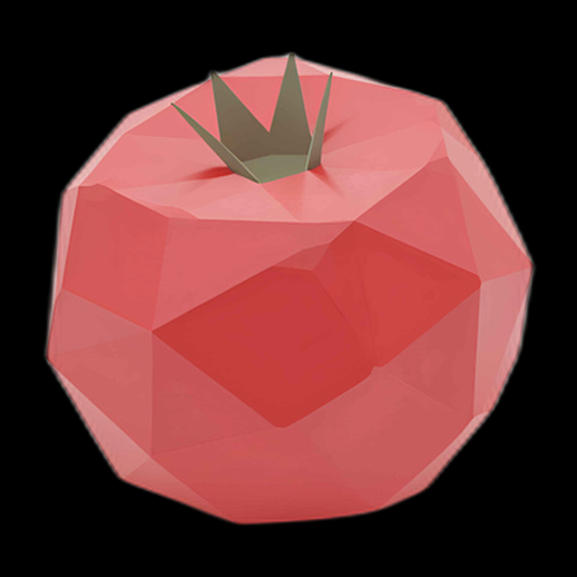 Tomate 3D polygonale rouge et verte