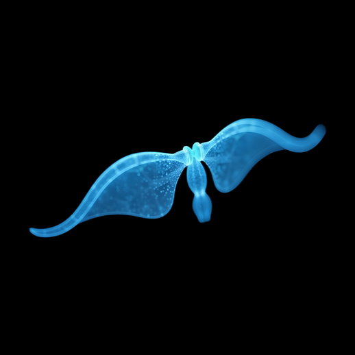 Asset 3D : Créature bioluminescente bleutée