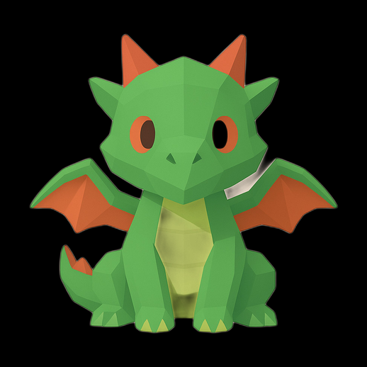 Adorable dragon vert en 3D
