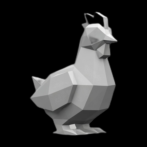 Poule low poly 3D gratuit stylisee