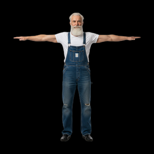 Personnage homme age 3D gratuit en salopette