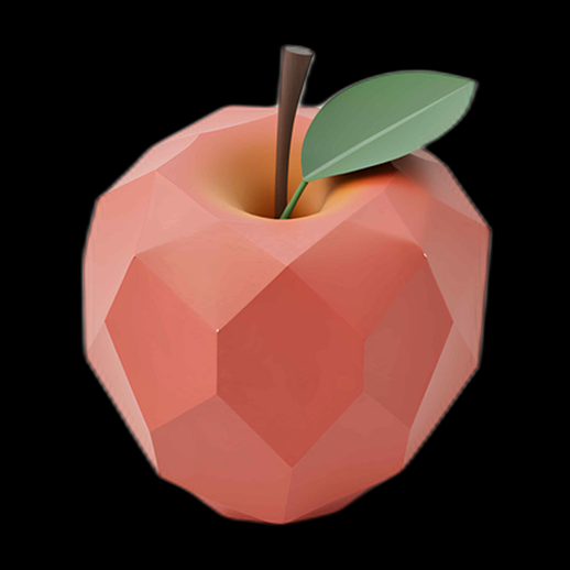Pomme 3D polygone rose pastel