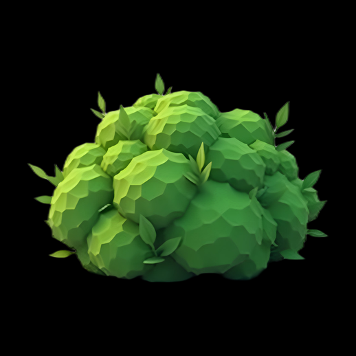 Buisson 3D stylisé vert et frais