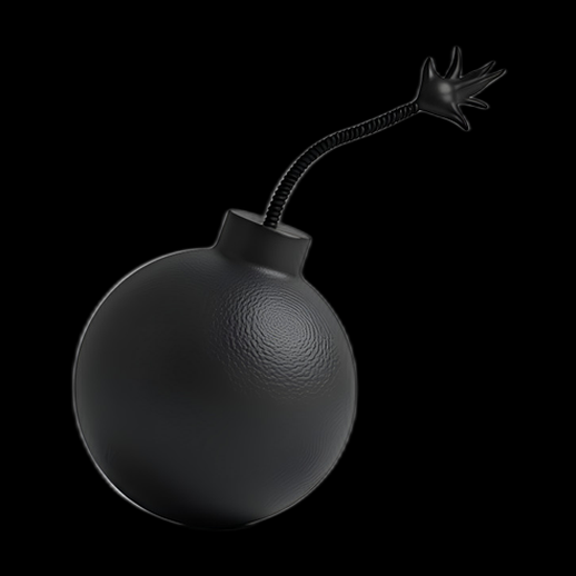 Bombe noire 3D stylisée