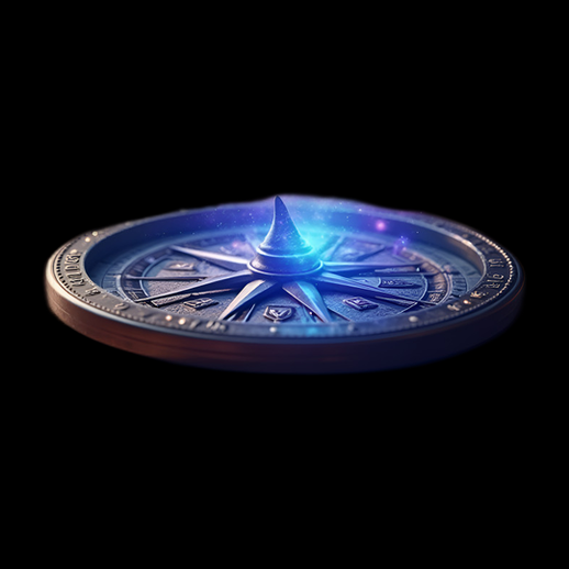 Boussole antique avec luminescence bleue