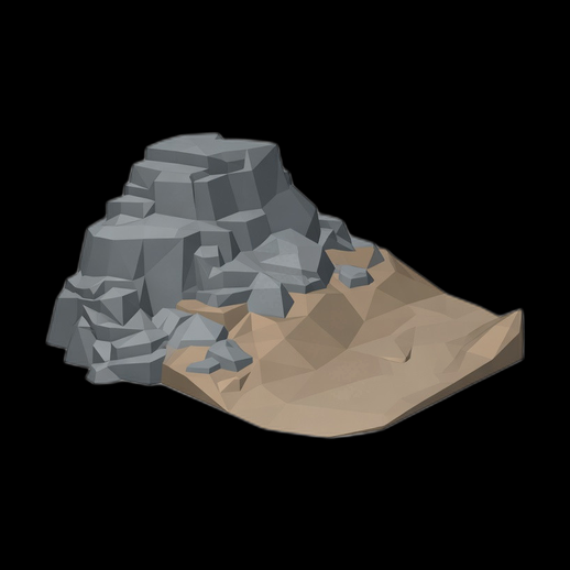 Rocher desert low poly 3D gratuit - modele 3D gratuit