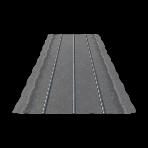 Route avec rails tramway modele 3D gratuit - modele 3D gratuit