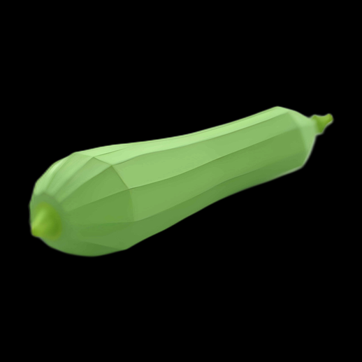 Courgette verte en 3D low poly