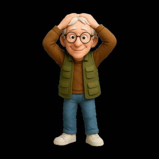 Personnage senior cartoon 3D gratuit debout