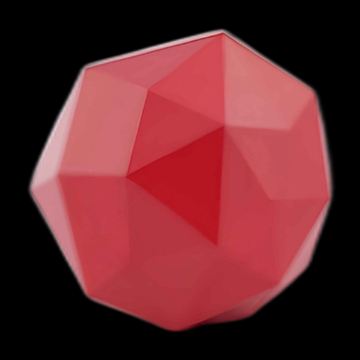 Dodécaèdre rouge brillant