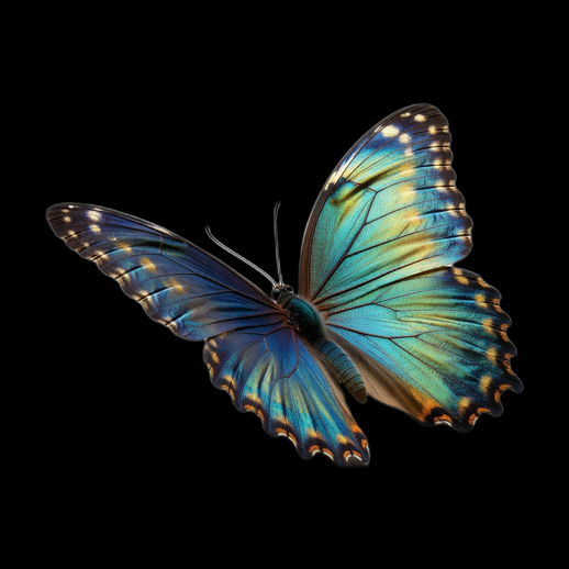 Papillon bleu iridescent 3D gratuit realiste