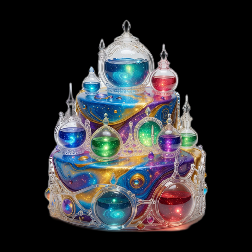 Gâteau alchimique 3D gratuit avec fioles magiques