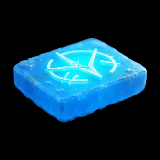 Glace translucide avec symbole gravé