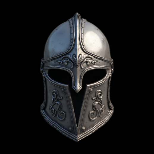 Casque médiéval en métal argenté