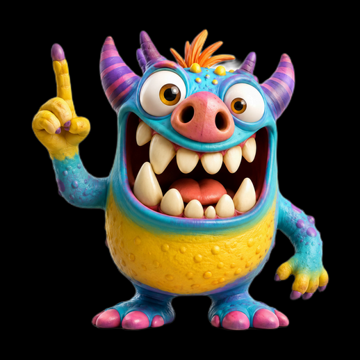 Monstre cartoon coloré 3D gratuit rigolo