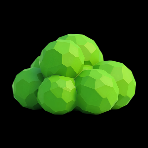 Sphères polygonales vertes en 3D