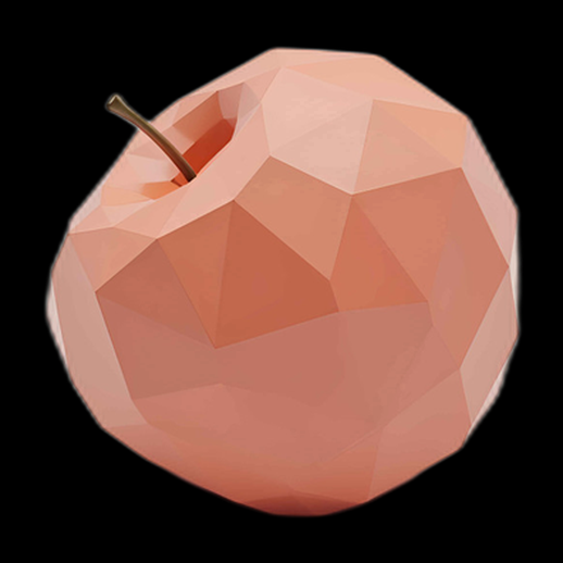 Pomme polygonale 3D couleur pêche