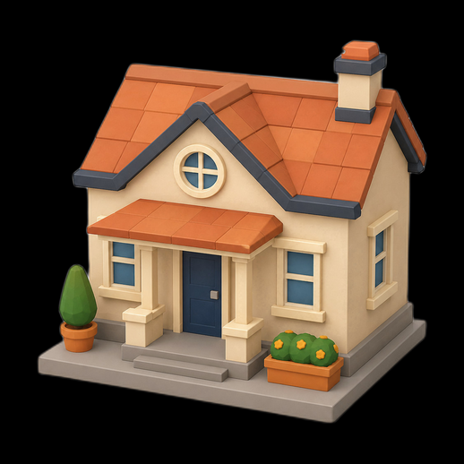 Maison cartoon 3D gratuit style moderne